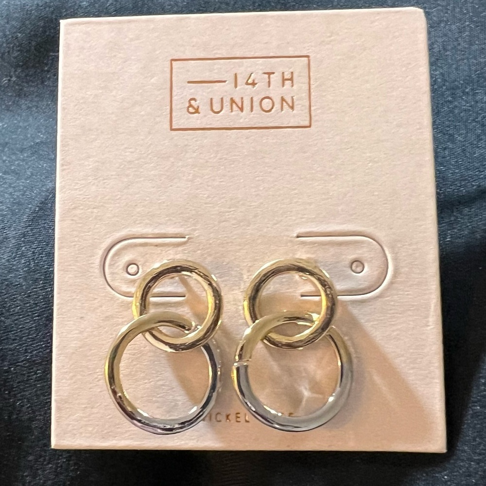 14th & Union Mixed Metal Double Hoop Earrings – NWT
